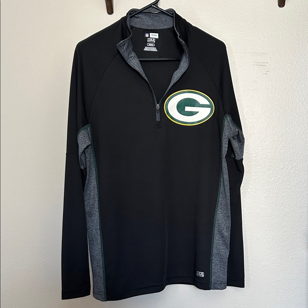 Green Bay Packers TX3 Cool Athletic 1/4 Zip Pullover Gray and Black Size Medium